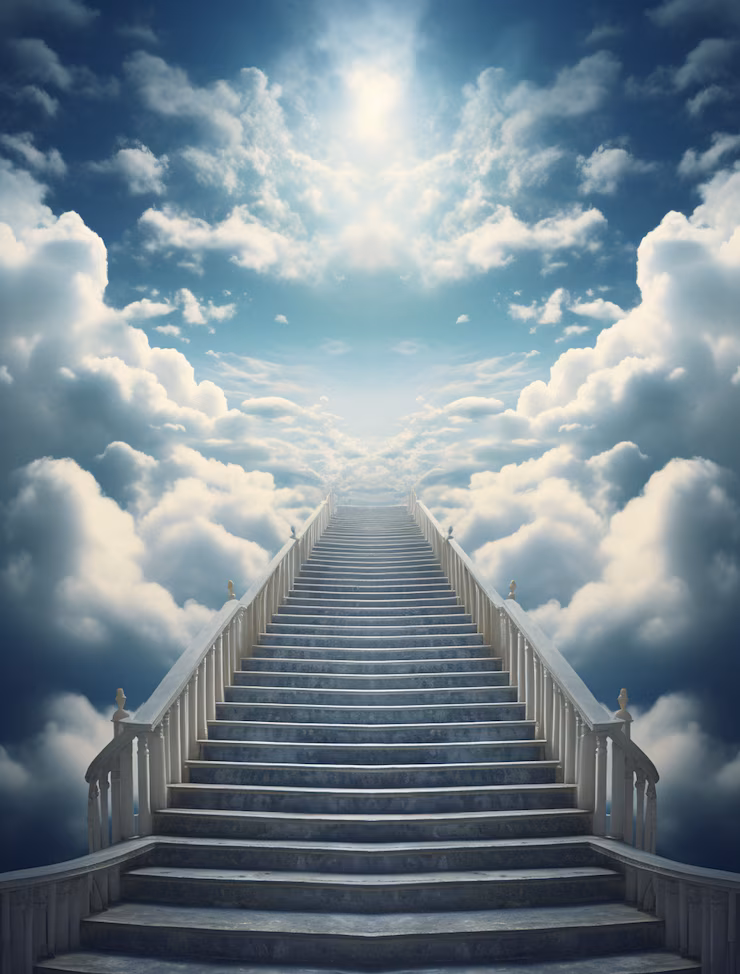 Cloud stairs leading to heaven to show God's majesty