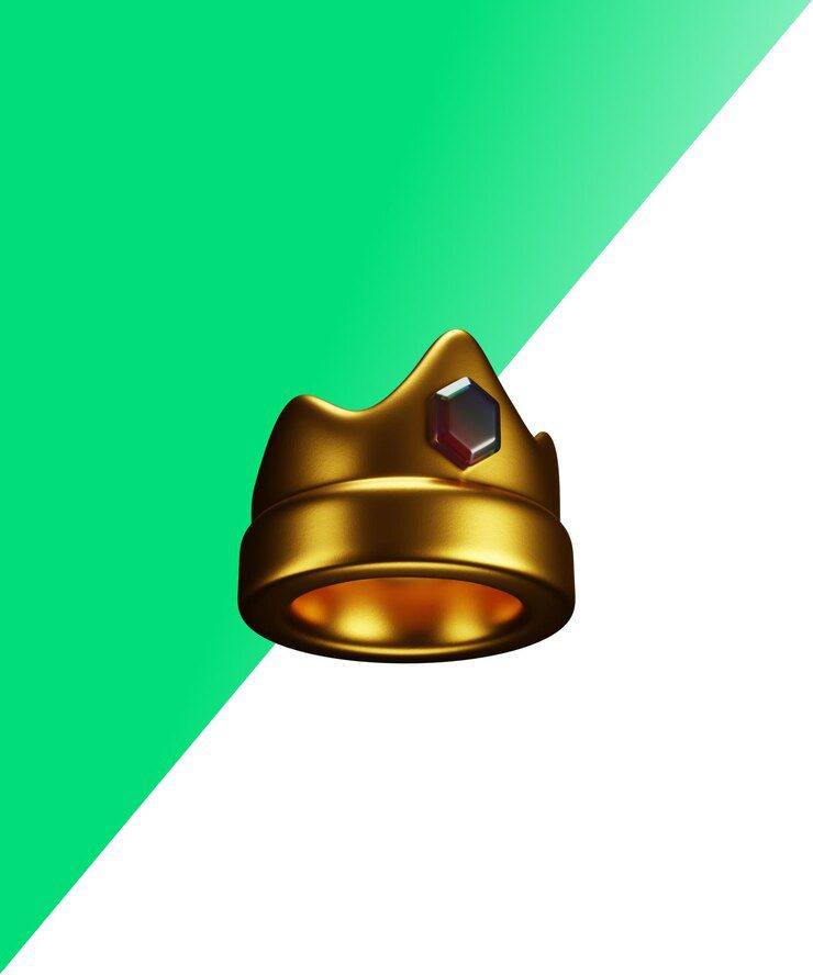 Gold crown-green-white-backgroung to depict Solomon as king