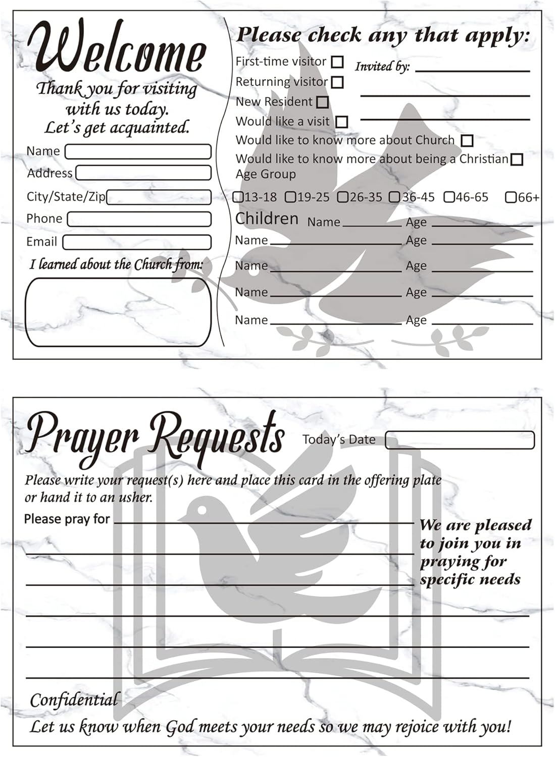 Church Visitor Cards 4×6