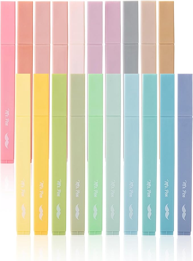 Mr. Pen Aesthetic Pastel Bible Highlighters 20 piece no bleed best for bible journaling color coding