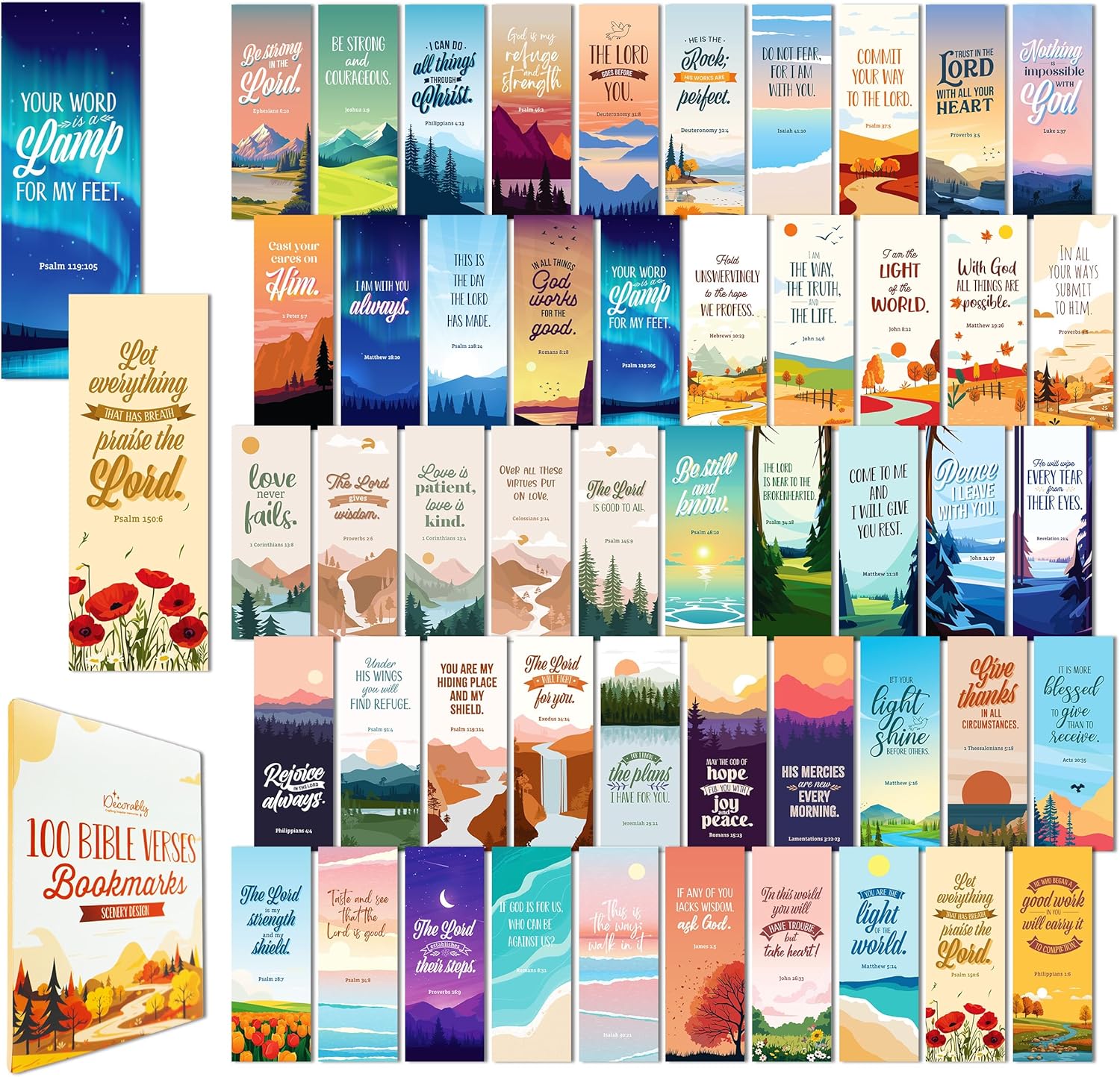 100 PCS Double-Sided Bible Bookmarks