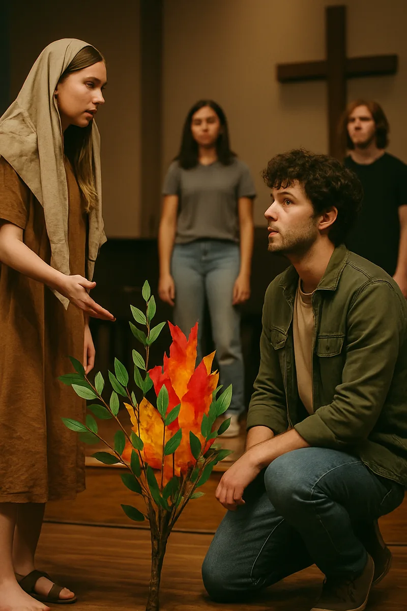 1. “The Burning Bush Moment” — biblical skit illustration