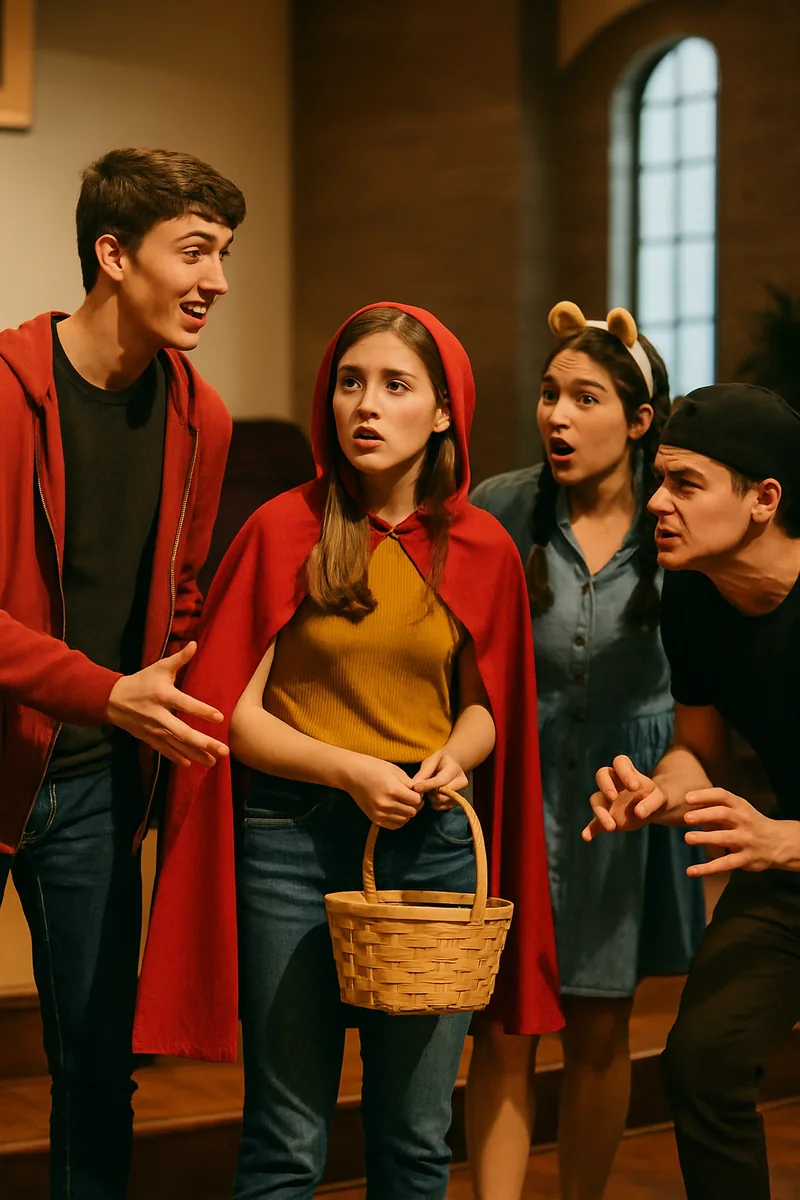 3. Fairy Tales Reimagined — biblical skit illustration