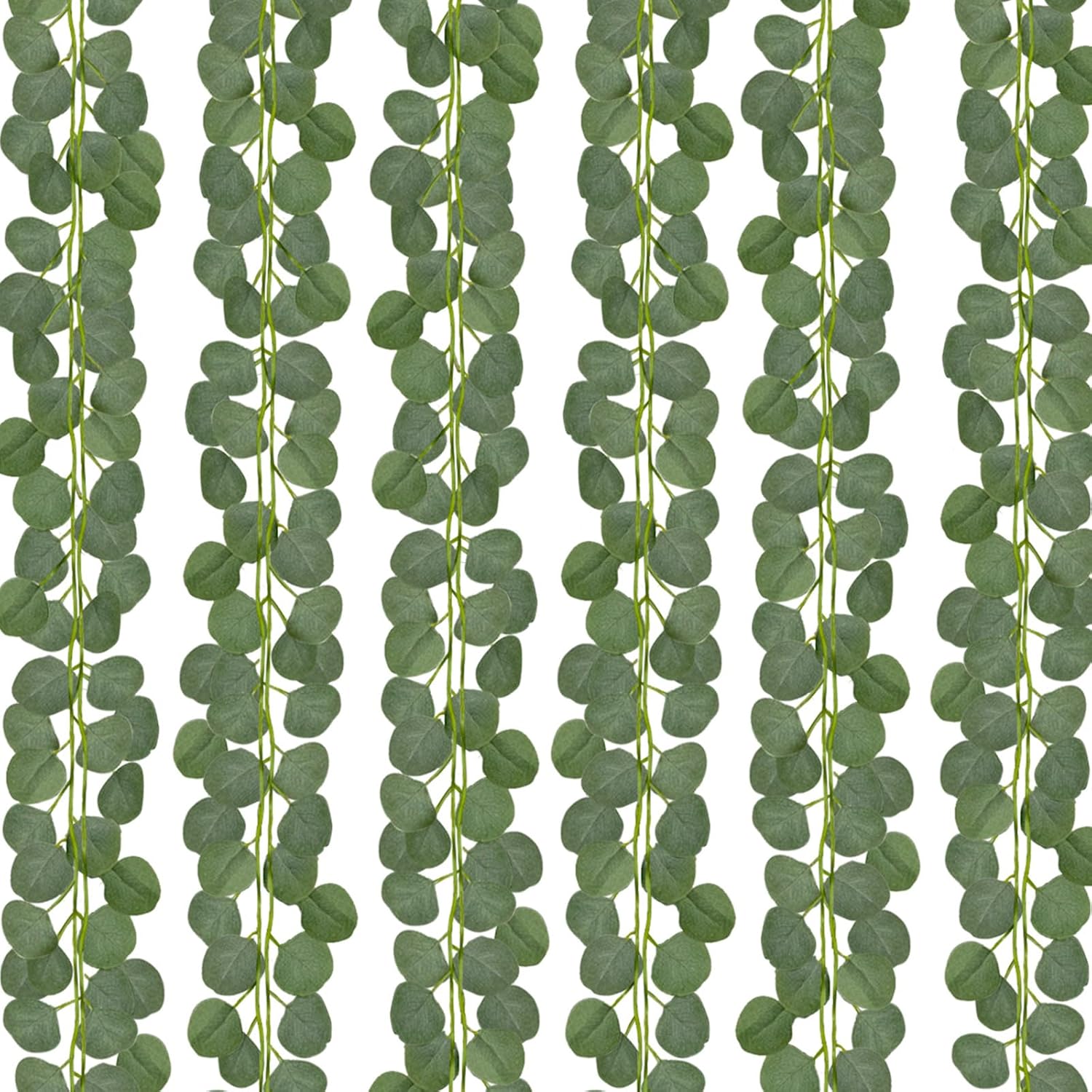 CQURE 12-pack 84ft eucalyptus greenery garland for church wedding decoration