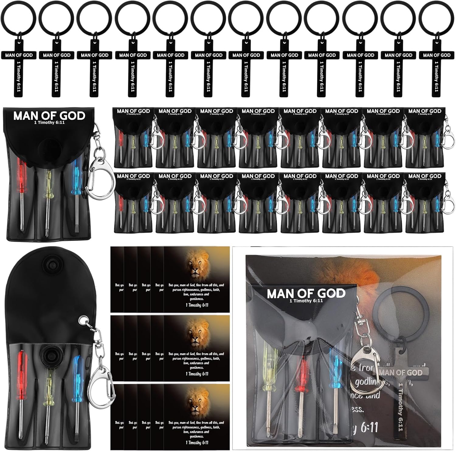 CraftyDream Man of God screwdriver keychain set — bulk church Father's Day gifts