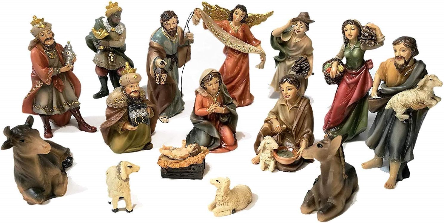 large indoor nativity sets for churches — Faithful Treasure 12 Inch 11 Piece Hand Painted
