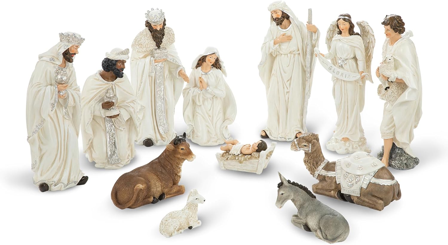 large indoor nativity sets for churches — Glitzhome 15.5 Inch Oversized 12 Piece Resin