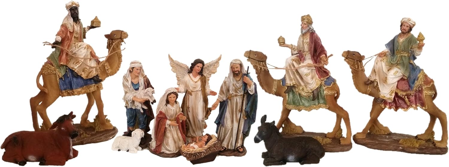 large indoor nativity sets for churches — Harmony Fountains 12 Inch Fiberglass Resin 11 Piece