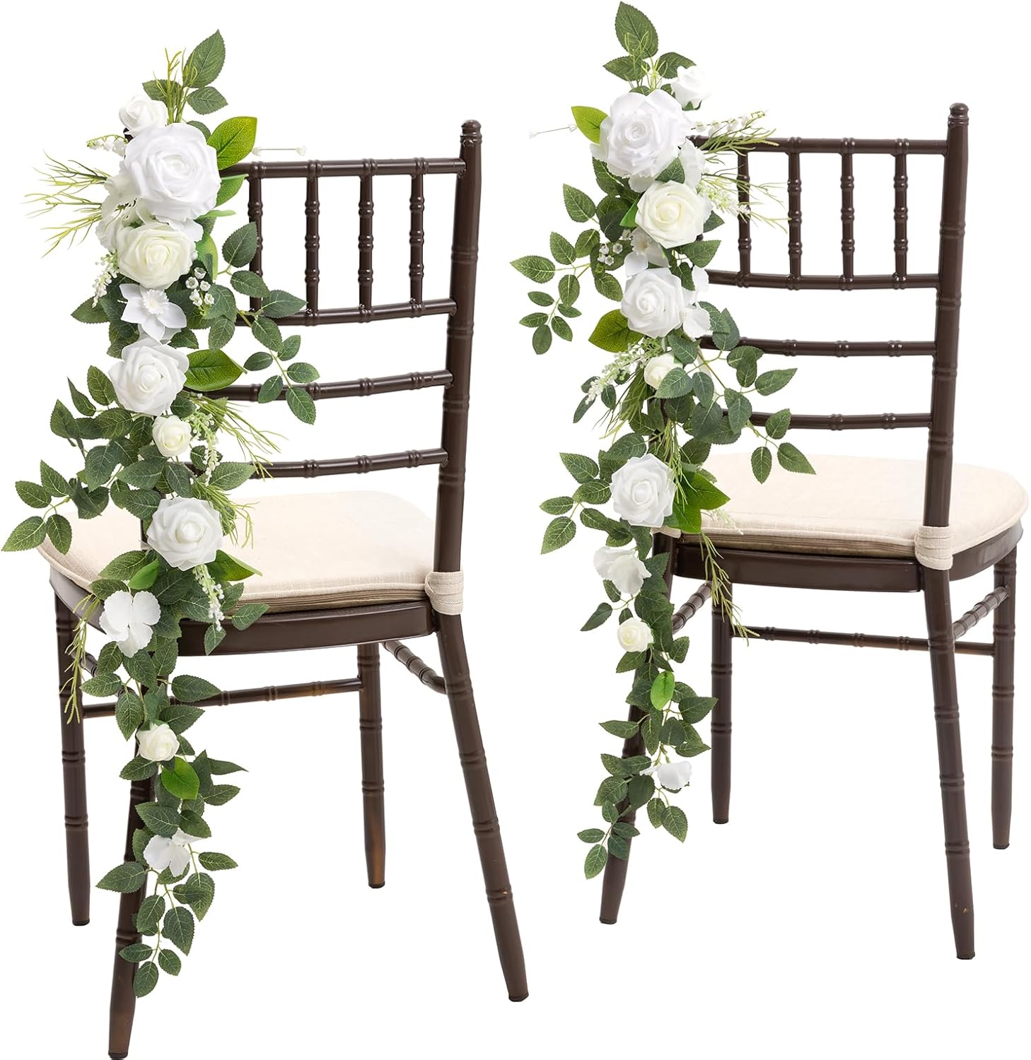 elegant church wedding decoration ideas — Ling's Moment Pew Floral Swag