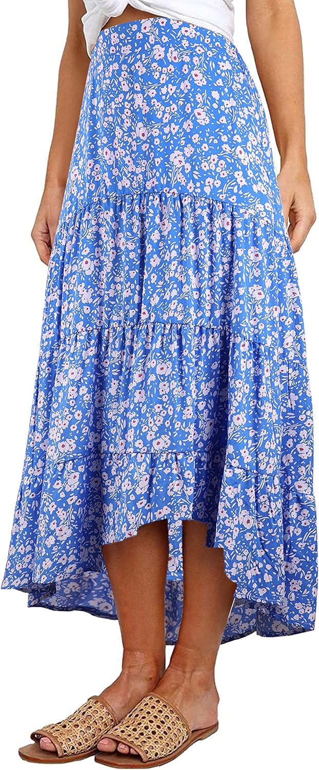 casual church outfit ideas — PRETTYGARDEN Ditzy Floral Midi Skirt
