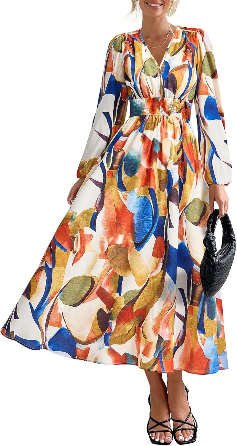 church baptism outfit for mom — PRETTYGARDEN Long Sleeve Floral Midi Dress