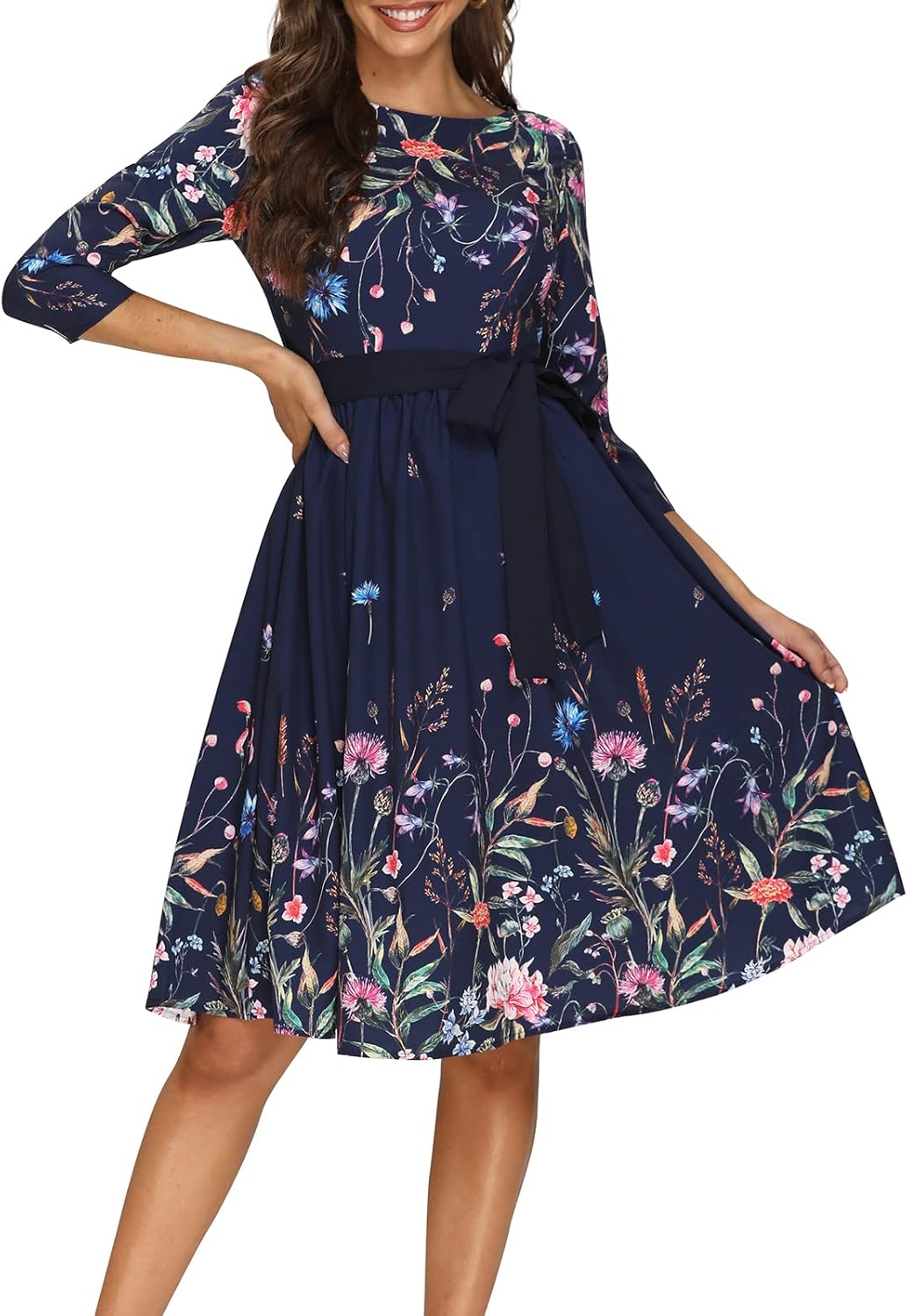 teenage outfit ideas for church — Simple Flavor Vintage Floral Midi Dress