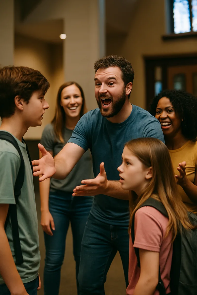 Skit 1 — Lost in the Lobby — biblical skit illustration