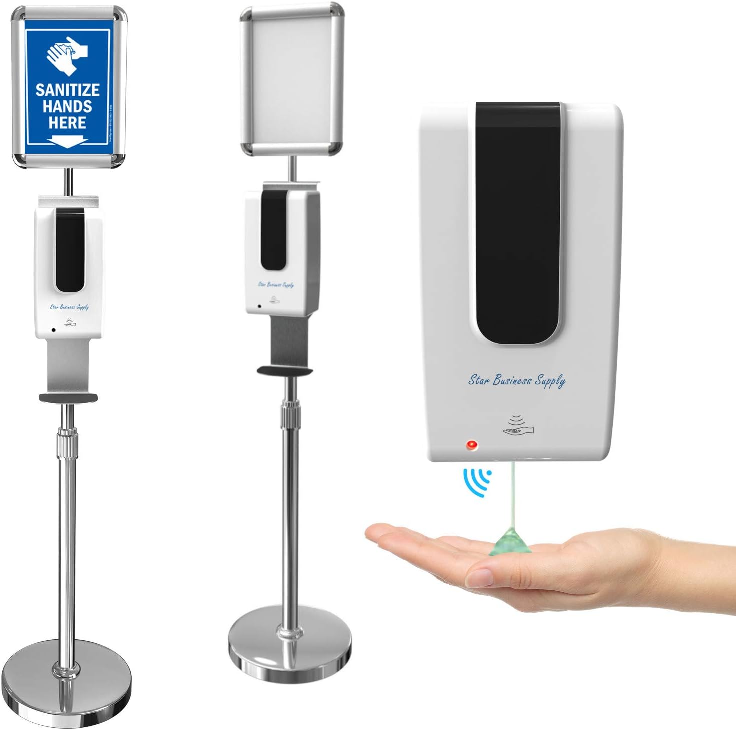 Dual-Function Stainless Steel Hand Sanitizer Station and Sign Holder for churches