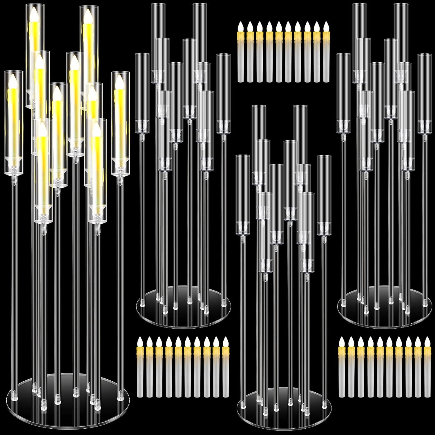 elegant church wedding decoration ideas — Tandefio Acrylic LED Candelabra 4-Pack