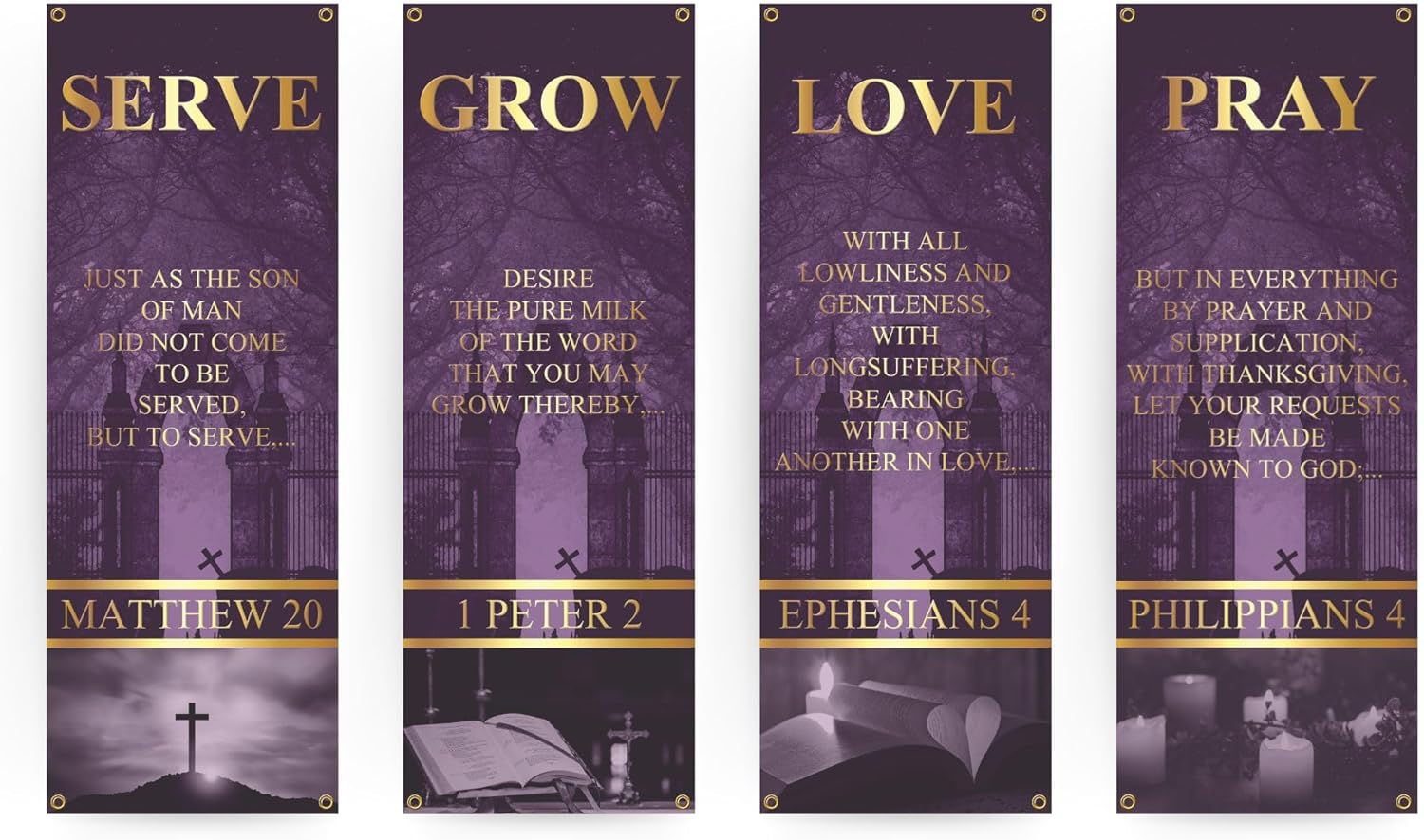 outdoor banners for churches — Church Banners Matte Vinyl 4-Pack
