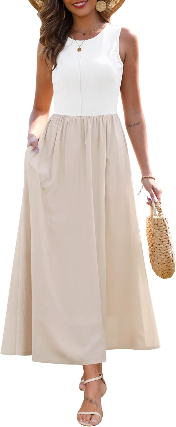 casual church outfit ideas — Zattcas Sleeveless Knit Maxi Dress