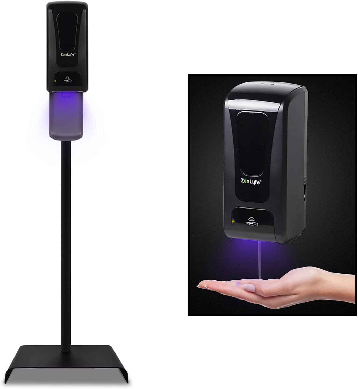 Zen Lyfe Automatic Hand Sanitizer Dispenser Stand with drip catcher for churches